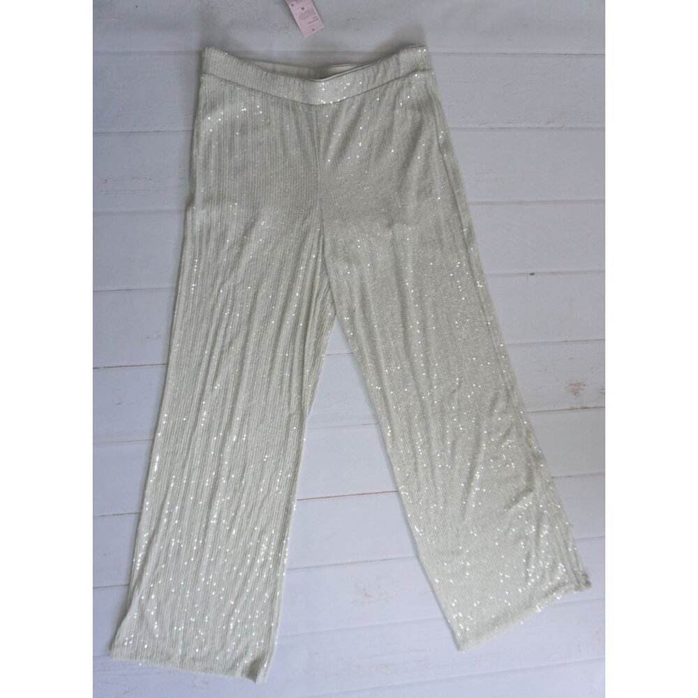 Wild Fable Women’s Mid-Rise Gray Wide-Leg Holiday Sequin Pants - Size M, NWT - Picture 2 of 7